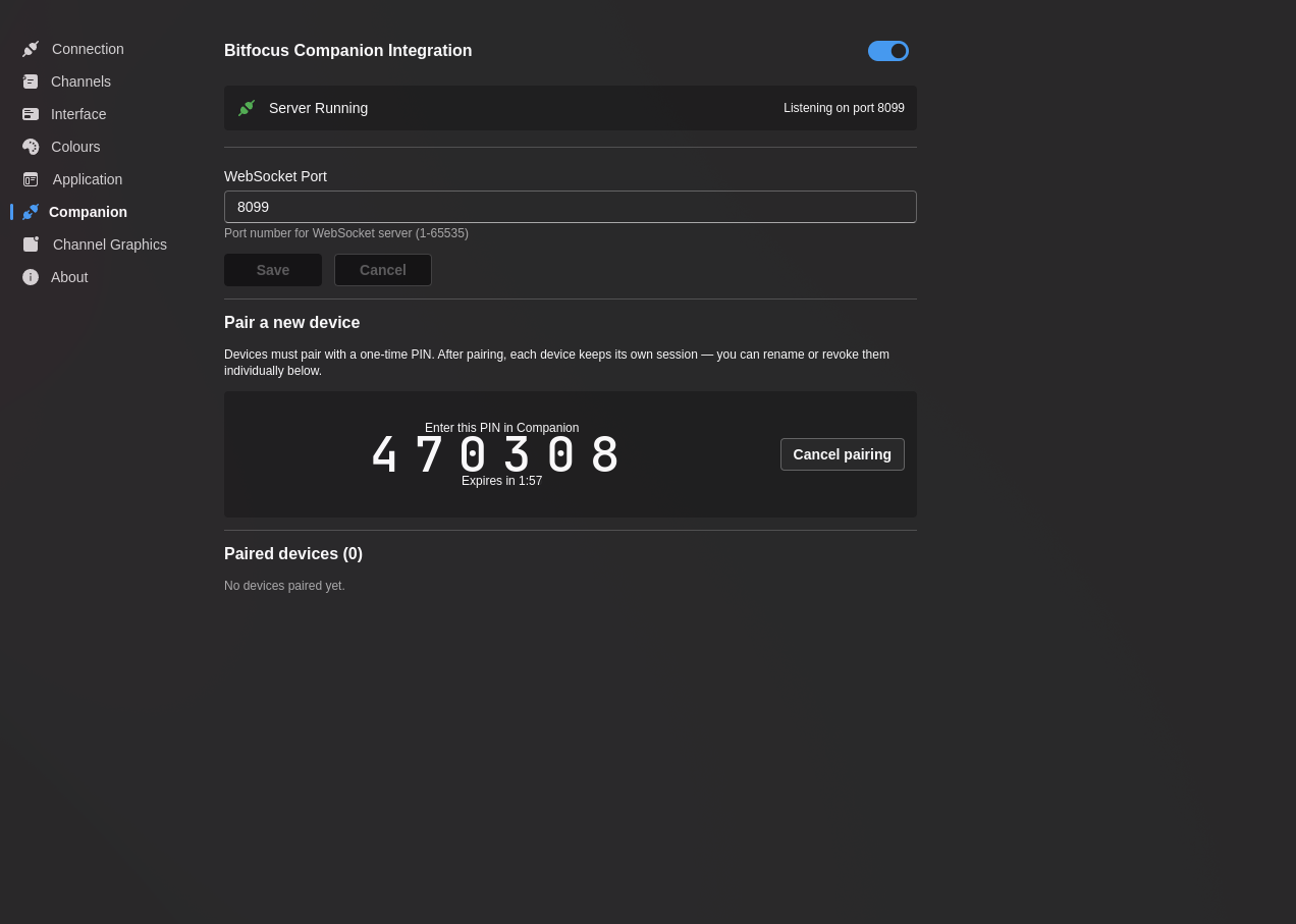 PIN pairing dialog showing a 6-digit code